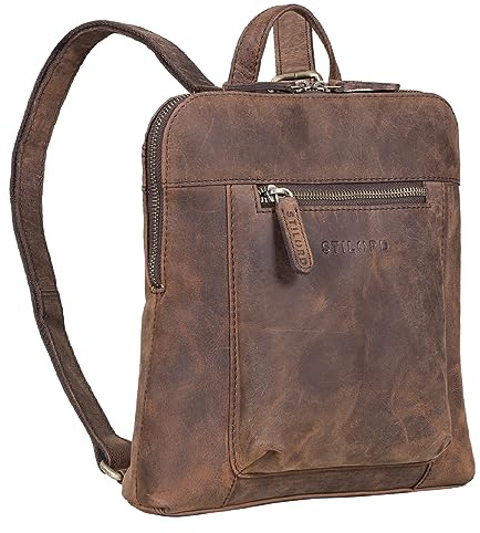 STILORD Marlene Leder Rucksack Damen Elegant Rucksackhandtasche Damen Cityrucksack Vintage Handtasche Daypack Echtleder Damen Rucksack Modern Farbe:Zamora - braun