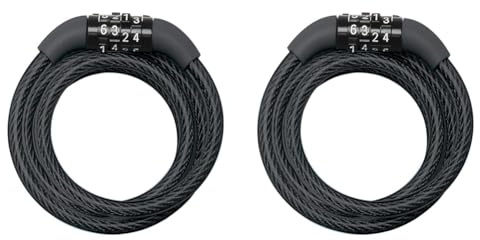 MASTER LOCK Cable Antivol Vélo [1,2 m Câble] [Combinaison] [Extérieur] 8143EURDPRO - Idéal pour Vélo, Vélo Electrique, Skateboard, Poussettes, Tondeuses et autres Equipements (Lot de 2)