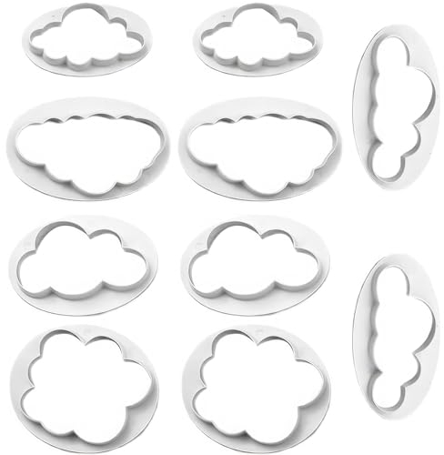 10 Pièces Emporte-Pièce en Forme de Nuage, Moule À Gâteau en Pâte À Sucre en Forme de Nuage, Moule À Biscuits en Plastique en Forme de Nuage, Outil de Décoration de Gâteau Créatif