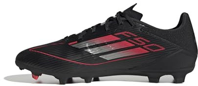 adidas Unisex F50 League Football Boots FG/MG Fußballschuhe, Core Black/Iron Metallic/Lucid Red, 37 1/3 EU