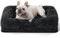 Bedsure Medium Fluffy Dog Bed - Washable Orthopedic Dog Beds and Sofa with Removable Plush Zipper Cover, Dark Grey, 71x58x16cm