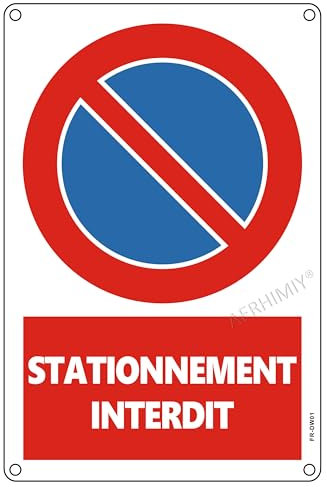 Panneau Stationnement Interdit Aluminium Réfléchissant 20×30 cm, 1 Pièce Pancarte Interdiction de Stationner Metal, Résistant aux UV, Imperméable, Avec Trous Percés