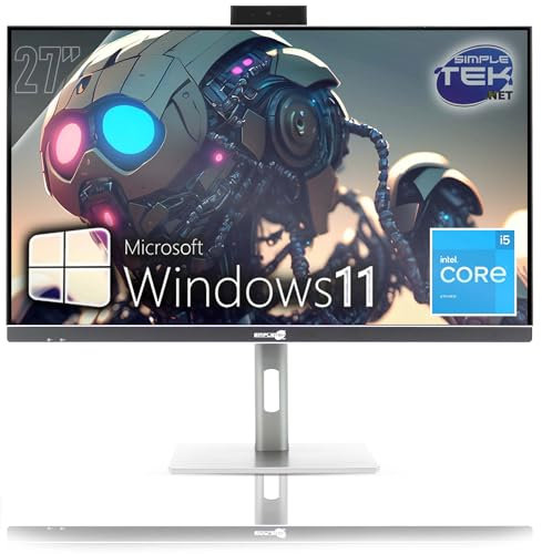 Simpletek - All in One PC 27 4K Core i5 con ARC A380 6GB GDDR6 | Windows 11 Pro 16GB RAM - 480GB SSD | Computer Fisso da Gaming, Grafica, Montaggio video