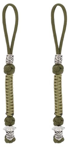 DELORIGIN 2 Stück Messer Lanyards Mit Totenkopf Perlen Aus Metalllegierung Messer Lanyard Perle Taktisches Lanyard Geflochtenes Lanyard Clip Anhängerband Für Messerschnalle Reise Schlüsselanhänger