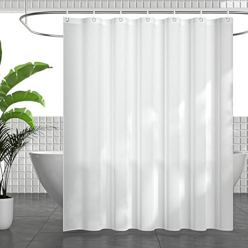 SOGUDE Duschvorhang Weiß Waschbar, Anti-Schimmel Wasserabweisend Schnelltrocknend für Badewanne, Hochwertig Polyester Duschrollo 180x180cm Mit 12 Ringen