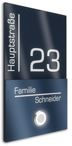 Graviers Design V2A campanello in acciaio inox con incisione del numero civico e del nome - targhetta 110x180mm con pulsante LED dal design moderno in rivestimento RAL 7016 acrilico antracite