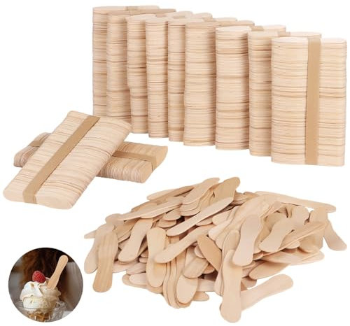 Lot de 2 000 mini cuillères à glace jetables en bois de bouleau de 7,6 cm, petites cuillères à dessert de mariage pour travaux manuels, échantillons de bâtonnets en bois