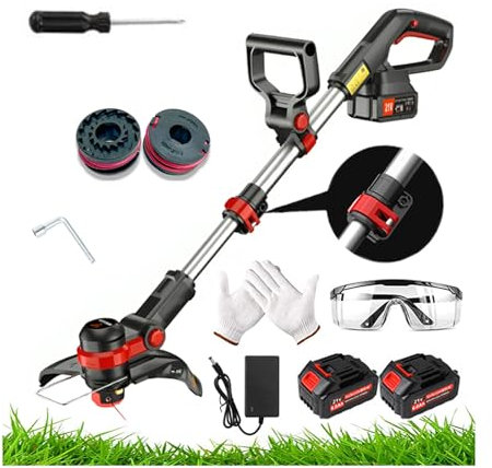 Garden Cordless Grass Trimmer with Command Feed And 2 Batteries Strimmer Line Strimmers Edge Cutter for Lawn Edger Pruning Weed