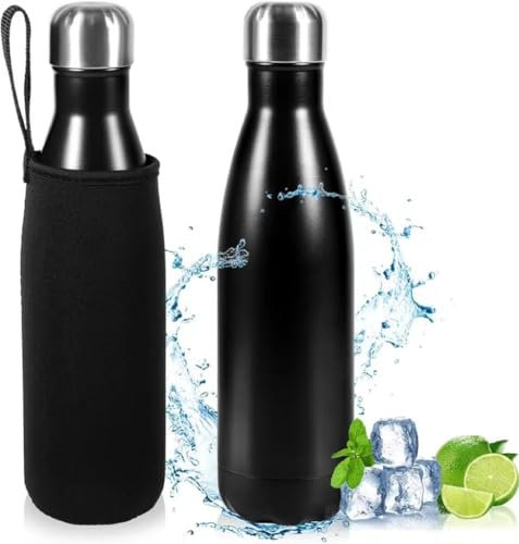 NINGESHOP Gourde Isotherme 500ml,Bouteille Isotherme 500ml,Gourde Inox Réutilisable, Sans BPA,Maintien Chaud de 12 Heures & du Froid Jusqu’à 24 Heures,Gourde Isotherme pour Sport,Voyage,Bureau