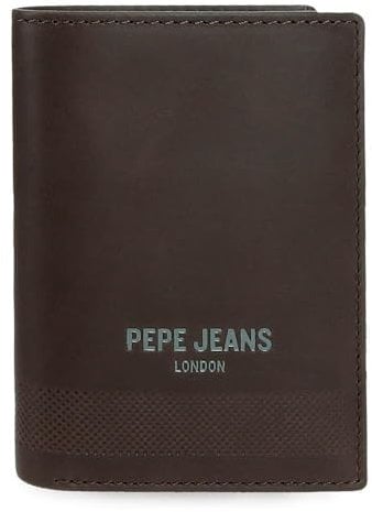 Pepe Jeans Deep Portefeuille Vertical avec Porte-Monnaie Marron 8,5 x 11,5 x 1 cm Cuir by Joumma Bags, Marron, Talla única, Portefeuille Vertical avec Porte-Monnaie