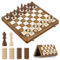 16 Inch Chess Set, 2 IN 1 Chess Board with Checkers, Magnetic Wooden Folding Chess Game, Travel Chess Set for Audlts with 2 Extra Queens Toys for Boys and Girls
