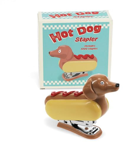 Heftgerät Hot Dog Klammerhefter Dackel ca. 11,6x3,2x8,5 cm inkl. 1000 Heftklammern