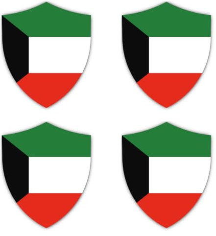 Aufkleber: 150 mm, 4 Stück - Flagge Schild - Kuwait - KW - für Auto, Laptop, Koffer und mehr