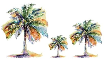 Aquarelle Palmiers Stickers Muraux Plage Tropicale Art Stickers Muraux 77 x 42 cm