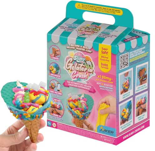 SLIMY DIY Gelateria Crush - Slime und Knete Kreativ-Set, Backspiel, Gelato-EIS in Becher oder Tüte zum selber Mischen, Formen und Dekorieren