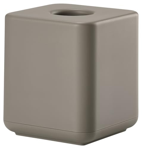 Zone Denmark Ume Taschentuchbox – Nachfüllbare Kosmetiktucher Box für Bad, Küche und Flur – Tissuebox aus Kunststoff – 13 x 13 x 15,1 cm – Taupe