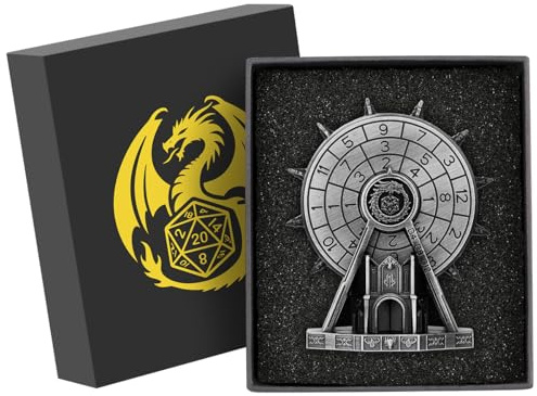LULLEA Einzigartige DND Geschenk Dragon DND Silber Riesenrad Radwürfel Spinner, Metallische DND Radwürfel Zubehör, Rollenspiel-Würfel Spinner, mit DND Geschenkbox