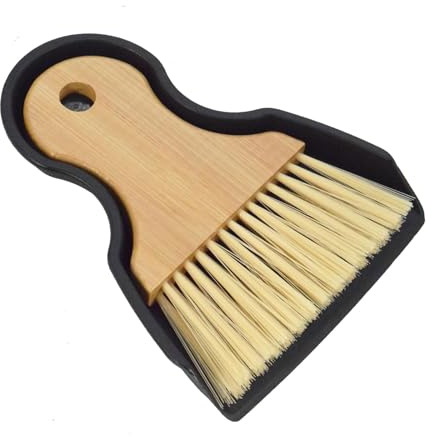 Ruispeed Mini Broom And Dustpan Set Portable Hand Broom With Bamboo Handle Small Crumb Sweeper For Home, Bathroom, Kitchen, Car Interior, Office, Pet Areas (Black)