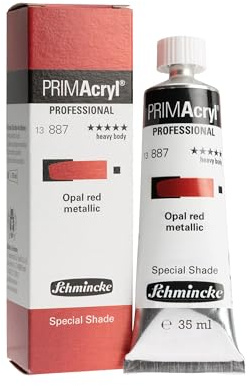 Schmincke - PRIMAcryl Professional, feinste Premium Acrylfarben, Opal red metallic, 13 887 009, limited edition, Tube 35 ml, höchste Pigmentierung, Sonderfarbton