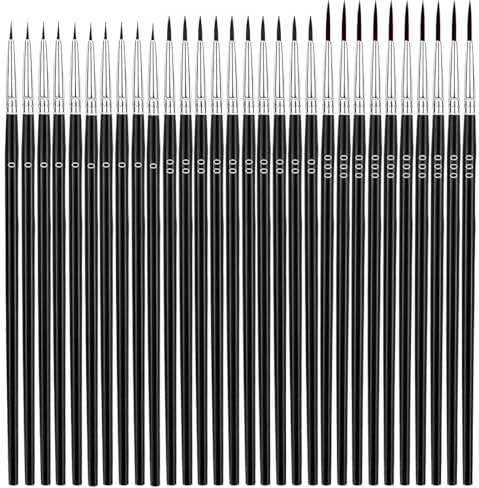 UYVPAER 60 Stück Feine Pinsel Set, Malen Nach Zahlen Pinsel, Winzige Detailpinsel Professioneller Kleines-Pinsel Mit Feiner Spitze Für Acryl Aquarell Modellbau Basteln Gesichtsbemalung(#0#00#000)