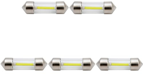LED 12V Soffitten 39 mm Cob Röhre Innenraum PKW Lampe Auto Ersatz Beleuchtung warmweiß kaltweiß weiß (kaltweiß, 5 Stück)