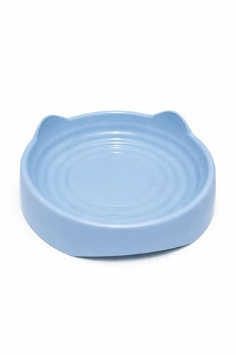 Large Pet Bowl for Cats and Dogs, Wide Shallow Design, 18 CM, Ideal for Flat Faced Pets, Easy to Clean (Blue)