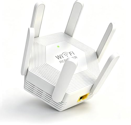 WiFi Booster Range Extender 1200Mbps, WiFi Signal Amplifier Dual Band 5GHz & 2.4GHz, 6 Antennas WIFI Signal Booster Repeater with Ethernet Port, Wireless Internet Booster/Hotspot with Wider Coverage