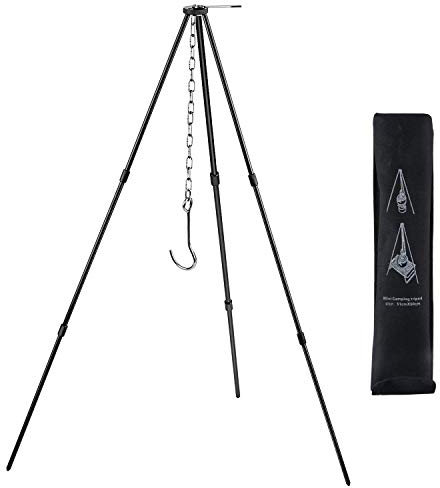 Camping Tripod Campfire Cooking Dutch Oven Tripod Mini Adjustable Grill Tripod Cooker Campfire Grill Stand Tripod Grilling Set Cooking Lantern Tripod Hanger with Storage Bag for Camping Activities