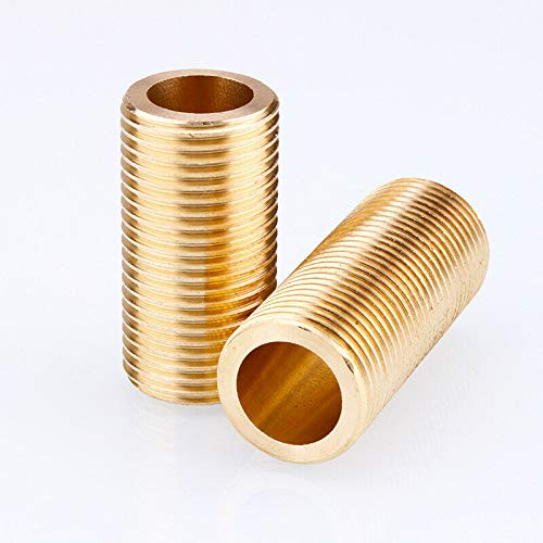 Threaded Tube 2PCS 1/2 Brass Running Nipple Long Threaded Plumbing Fitting for Tank Connectors (50mm)