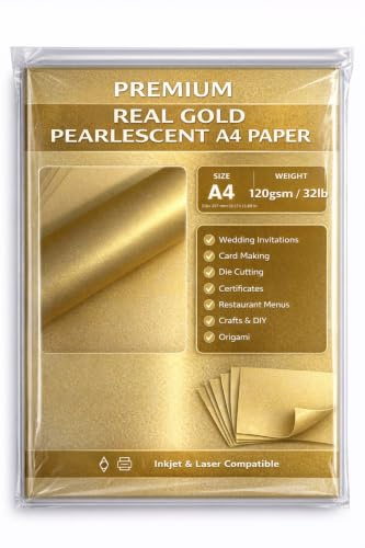 Syntego Perlglanzpapier, doppelseitig, für Tintenstrahl- und Laserdrucker, 120 g/m², goldfarben, 20 Blatt
