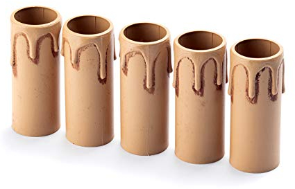 Lot de 5 douilles de bougie en plastique antique pour lustres en cristal, chandeliers LED, lampe couronne, applique murale, lampe suspendue, 85 mm, marron