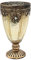 Dekohelden24 Orientalisches Windlicht - Teelichthalter - Kerzenhalter - Kelch aus Glas in Gold, mit Marokko/goldenem Metall Dekor, L/B/H 10 x 10 x 15 cm