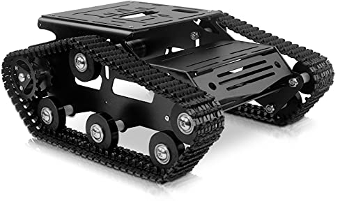 XiaoR GEEK Smart Robot Car Tank Chassis Kit mit 2WD-Motoren für Arduino/Raspberry Pi/Jetson Nano DIY ferngesteuertes Roboterauto (Schwarz)
