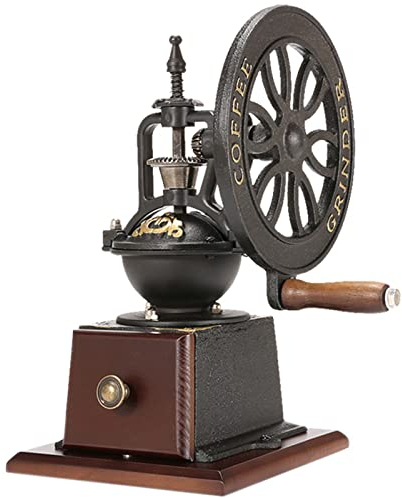 XIBEI Grinder Manual Coffee Grinders, Wooden Home Grinding Machine Hand Coffee Mill Coffee Bean Grinder Adjustable Coarseness Gear Setting,Vintage Hand Held Coffeemaker