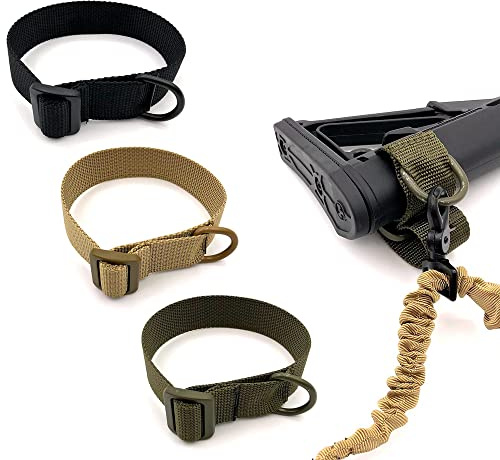 3 Packs Gun Sling Loop Adapter Adjustable Heavy Duty Nylon Shoulder Strap with D Ring EDC Belt Attachment for Shotgun Rifle Buttstock