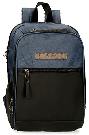 Pepe Jeans Ocean Mochila para Portátil Adaptable Azul 25x37x10 cms Poliéster con detalles en Piel Sintética