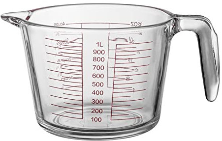 FYBlossom Glas Messbecher Mit Skala, Hitzebeständig Borosilikatglas Küche Backen Messbecher, Transparent Messbecher Mit Griff Perfekt Zum Backen, Kochen Und Mischen, Mikrowellengeeignet (1000ML)