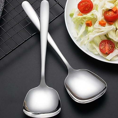 2 Cucchiai da Portata Grandi in Acciaio Inox - Posate da Insalata per Cene in Famiglia, Ristoranti, Hotel, Feste di Natale (25,5 x 7,1 cm)