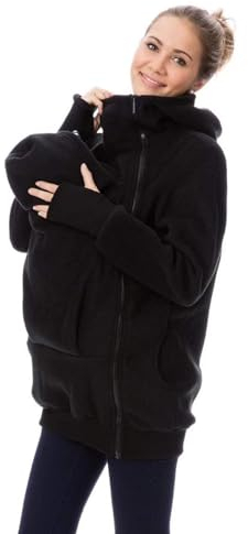HAZARA HAZARA3-in-1-Frauen-Schwangerschaftsjacke, warme Känguru-Softshell-Kapuzenjacke, Tragejacke, verdickte, modische Mutterschaftsmode, Winterjacke-eisenhaltig||M