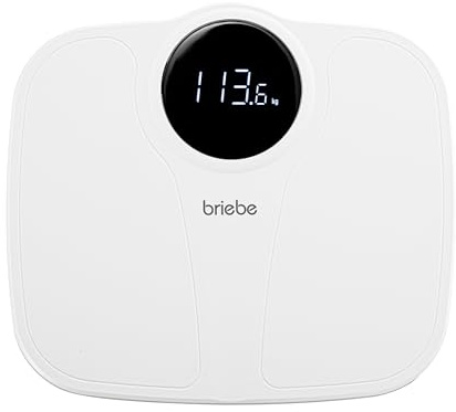 briebe Digitale Personenwaage, hohe Präzision, LED-Display, bis zu 180 kg, modernes Design, automatisches Ein- und Ausschalten, rutschfeste Oberfläche, weiß, SC1124W