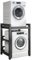 Washer Dryer Stand Stacking Kits Height Adjustable Tumble Dryer Stand Stacking Kits with 400KG Load Capacity Over Washer Storage Rack Unit for Front Loader Washing Machines (Dark Gray, Black Leg)