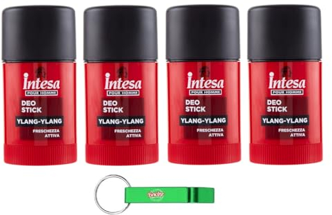 4x Intesa Pour Homme Deodorante Stick Ylang-Ylang.Deo stick 75ml + Beni Culinari Kostenloser Schlüsselanhänger