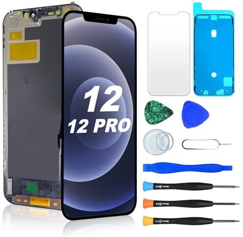 NB+ Screen Replacement for iPhone 12/12 Pro 6.1 LCD Retina FHD Display COF Touch Screen Digitizer with Repair Tool Kits, Waterproof Tape, Screen Protector
