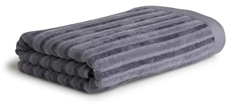 Möve Monochrome Stripes Velours Handtuch 50 x 100 cm aus 80% Baumwolle/ 20% Viskose aus Bambus-Zellstoff, Stone