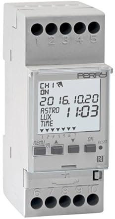 ECI ELETTROFORNITURE PERRY 1IO 4291NFC Interruttore orario astronomico NFC - 2 DIN, 2 Contatti.
