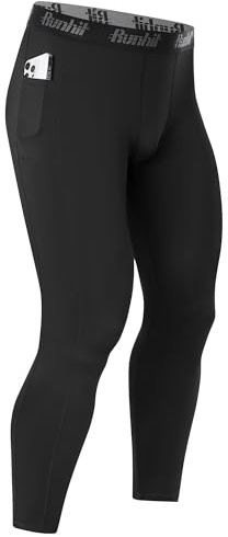 Runhit 1/3er Pack Kompressionshose Herren Lange mit Taschen, Tights Sport Leggings Schnelltrocknende Trainingshose Sporthose Laufhose Atmungsaktiv Funktionsunterhose für Fitness Joggen Training Gym