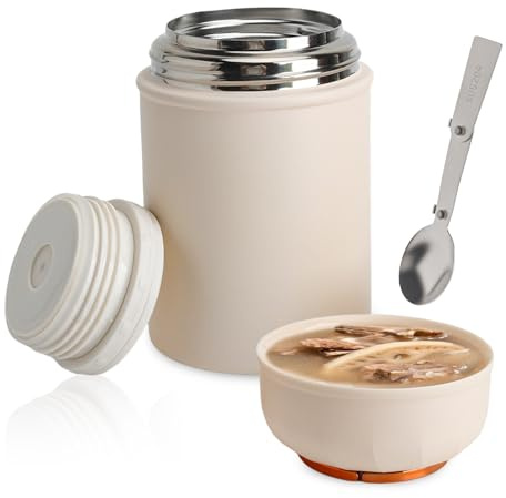 500ml Termo para Comida con Cuchara, Termo de Comida Caliente | Acero Inoxidable, Termos para Comidas Caliente Antifugas, Lunch Box Térmica para Oficina, Trabajo, para Llevar y Camping