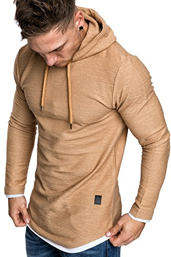 Amaci&Sons Herren 2in1 Oversize Kapuzenpullover Hoodie Sweater Sweatjacke Pullover Sweatshirt 4014 Beige S