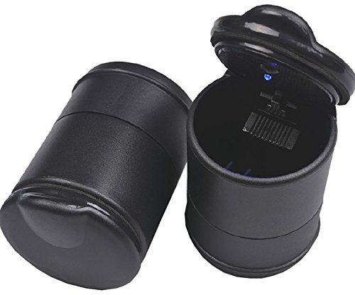Q63C Autoaschenbecher mit LED Beleuchtung und Gluttöter – Passend für Getränkehalter – 10x7x7cm, Ideal für Auto, Haus, Boot oder Garten