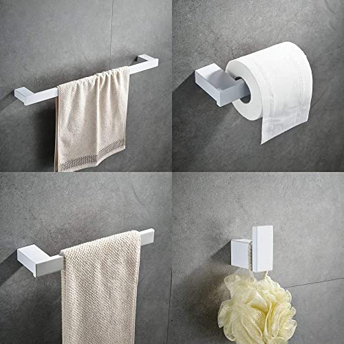 Kelelife Lot de 4 accessoires pour barre de serviette de bain avec porte-serviettes, crochet pour peignoir, support pour rouleau de tissu, peinture blanche